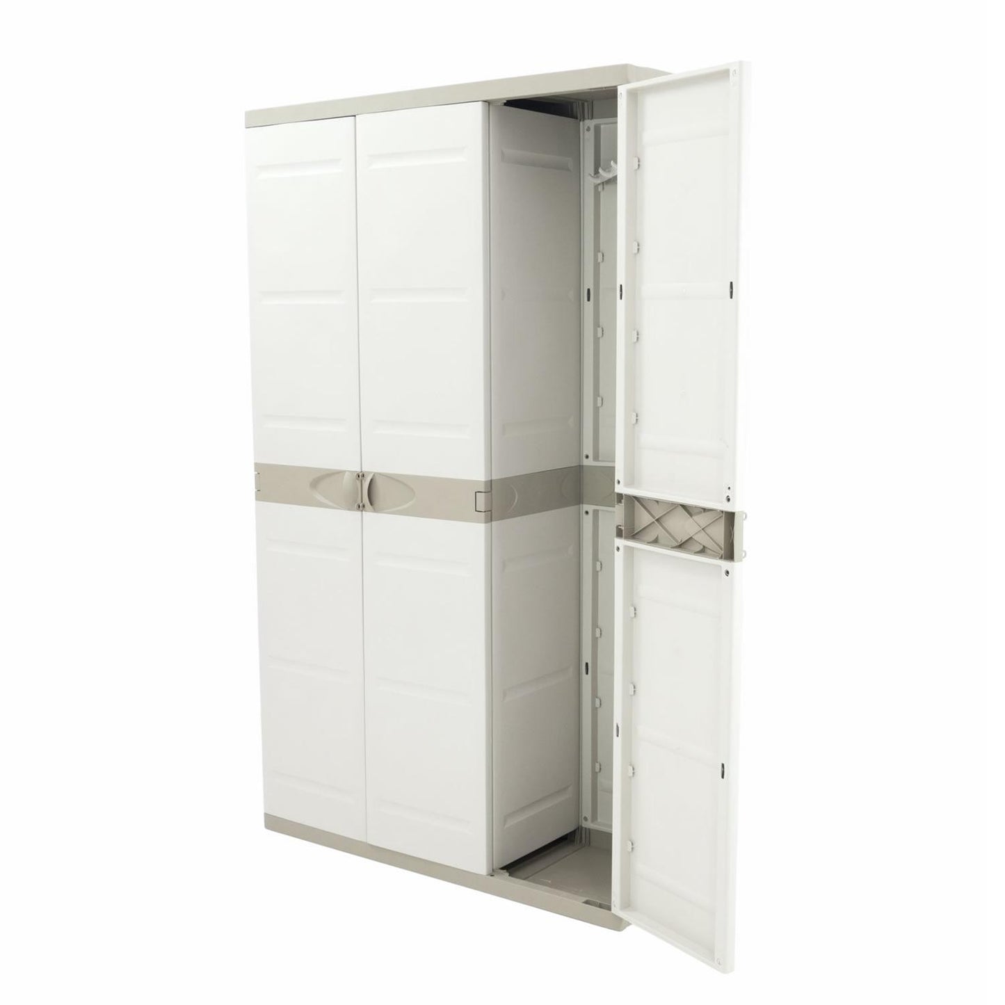 3-türiger Schrank mit Besenhalter 105 cm Titanium Plastiken Beige (überholt)