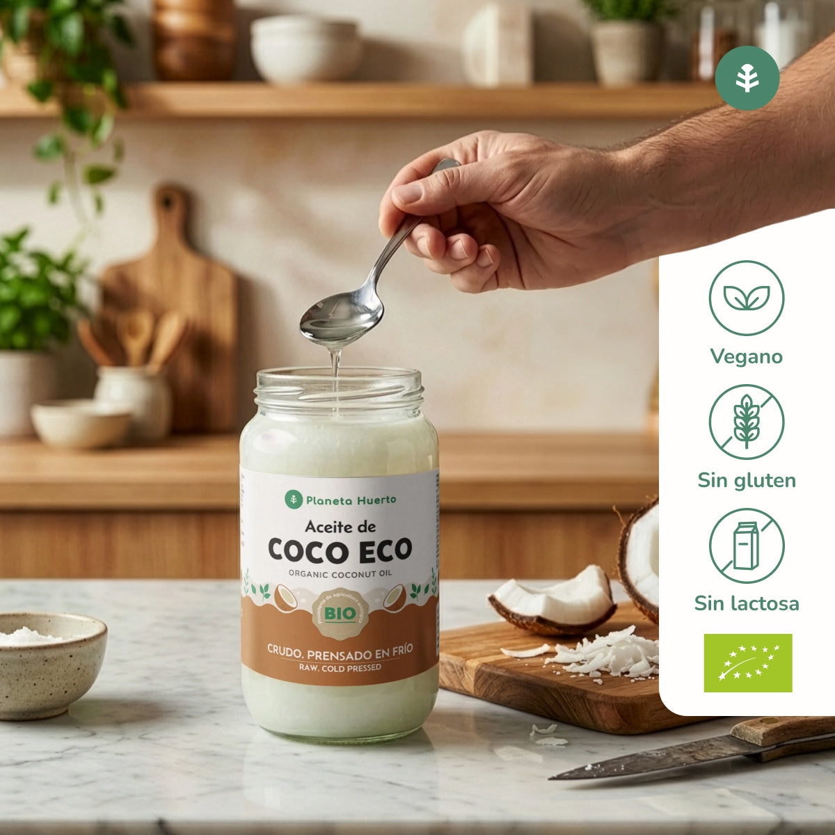 Pack 3x Natives Kokosnussöl ECO Planeta Huerto 1L