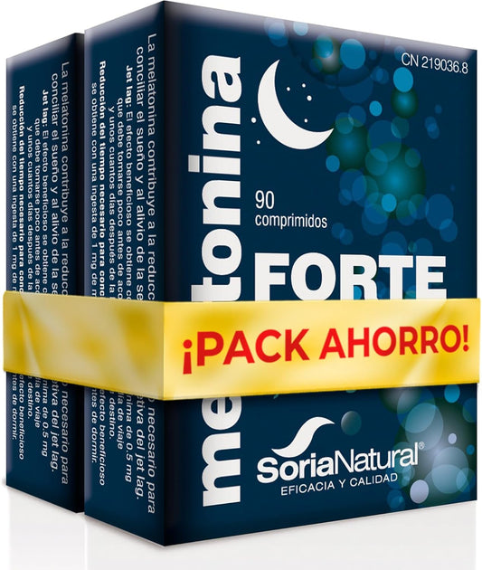 2er-Pack 100 % reines Melatonin Soria Natural 90 Tabletten