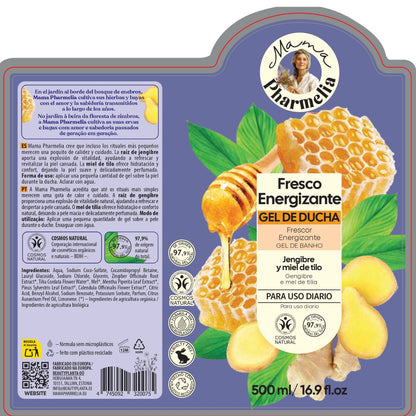 Gel doccia energizzante con zenzero e miele di tiglio, Mama Pharmelia, 500 ml