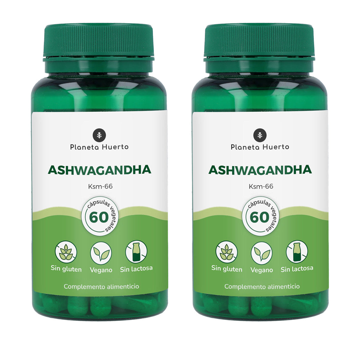 Confezione da 2 Ashwagandha KSM-66 Planeta Huerto 60 capsule