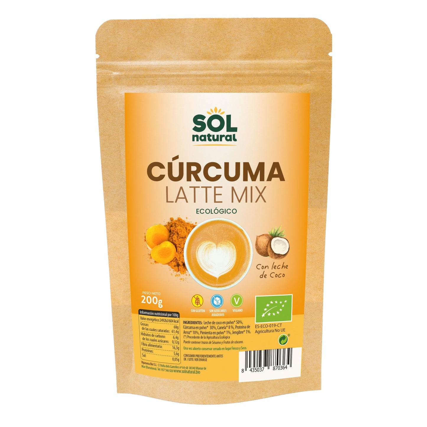 Cúrcuma Latte Mix bio 200 g Sol Natural