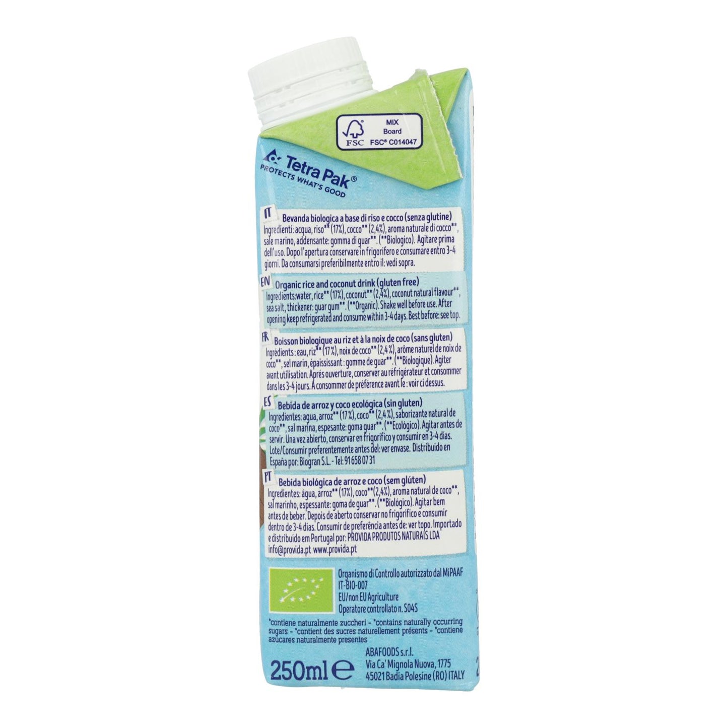 Lot de 24 boissons bio au riz et à la noix de coco Bio Isola BIO 250 ml