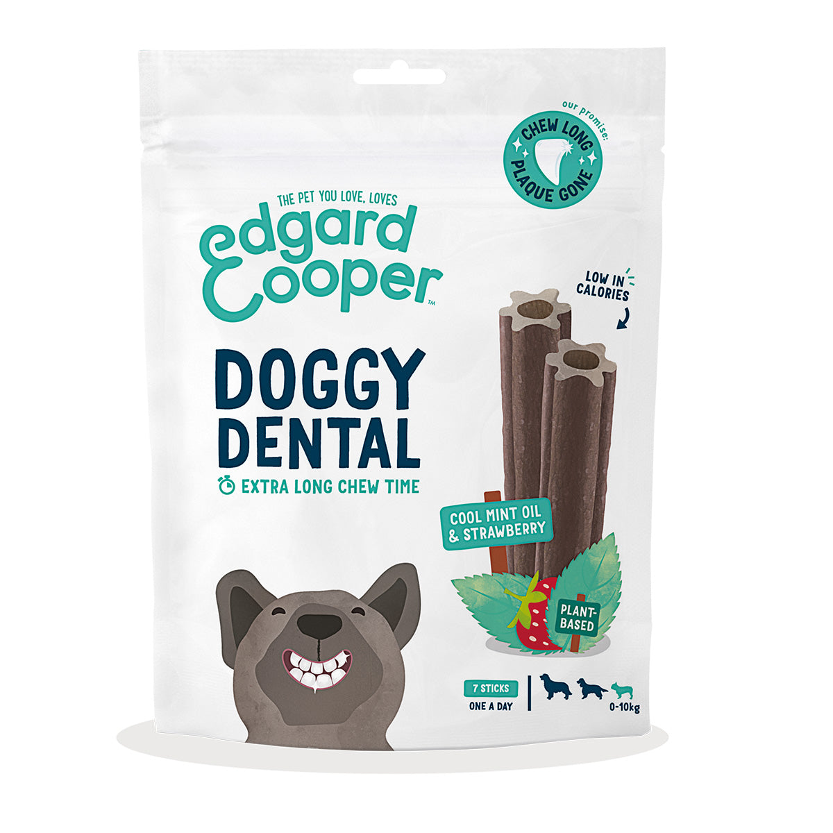 Doggy Dental för små hundar, mint och jordgubb Edgard Cooper 7 sticks