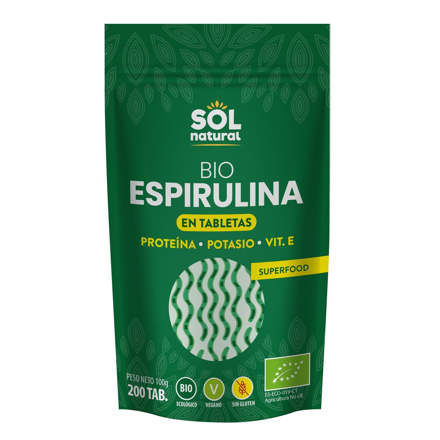Spiruline en comprimés bio Sol Natural 200 unités