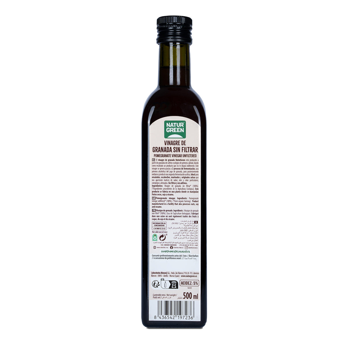 Vinaigre de grenade bio non filtré NaturGreen 500 ml