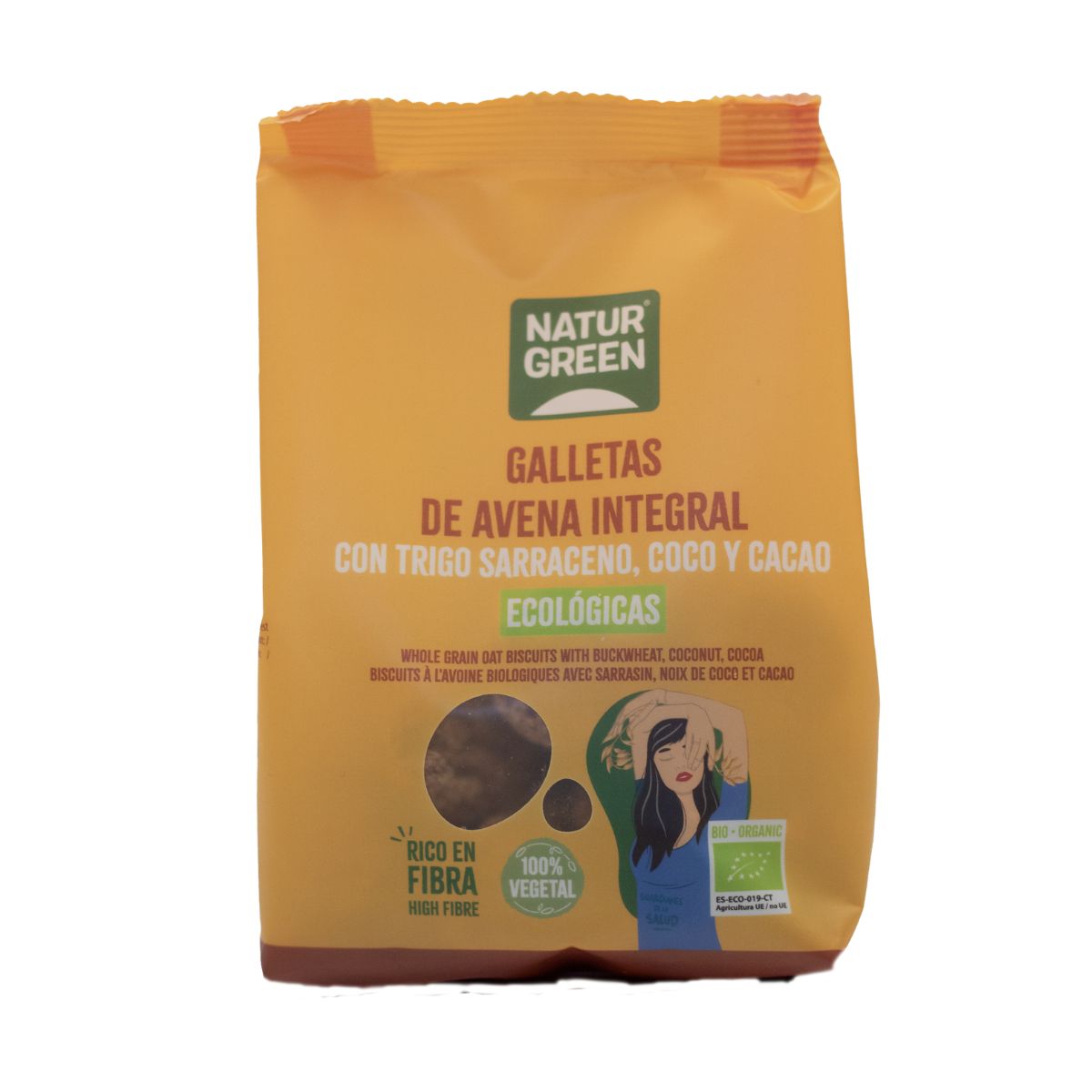Biscotti integrali d'avena con grano saraceno, cocco e cacao biologico NaturGreen 140 g