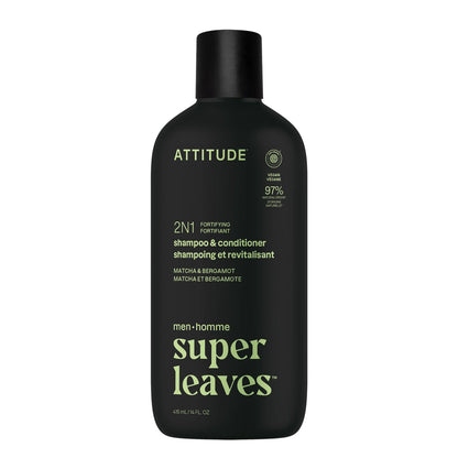 Super Leaves Shampoo e balsamo 2 in 1 fortificante bergamotto e matcha 415 ml
