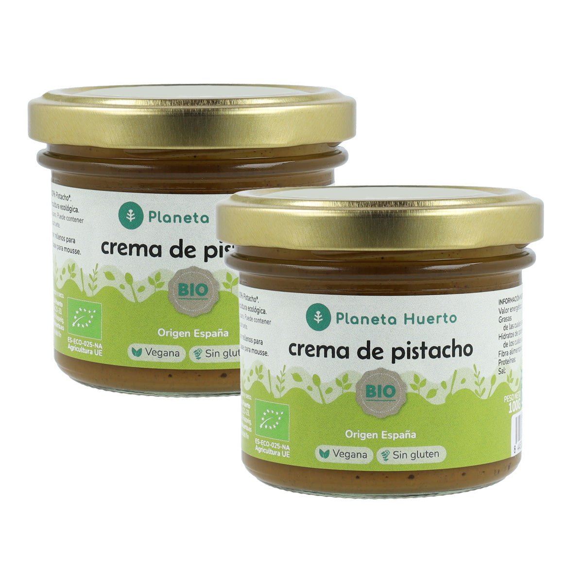 Lot de 2 pots de crème de pistache 100 % bio Planeta Huerto 100 g