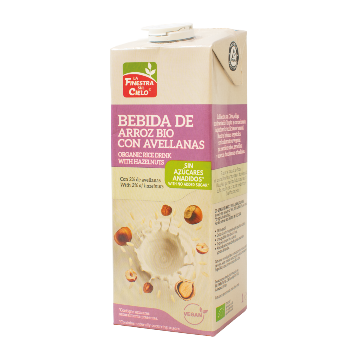 Boisson au riz et aux noisettes bio La Finestra Sul Cielo 1 L