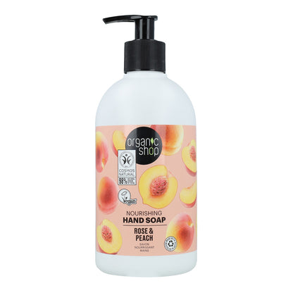 Sapone nutriente per le mani alla pesca rosa Organic Shop 500 ml