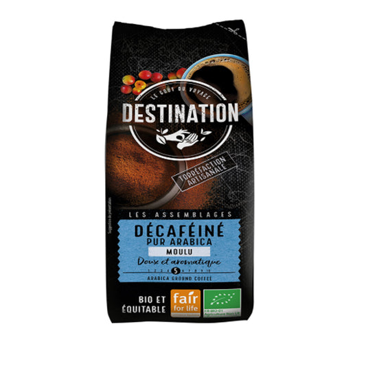 Mild decaffeinated malet kaffe 100 % arabica BIO Destination 250 g