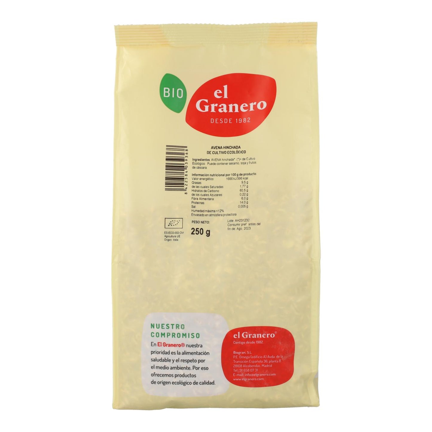 Flocons d'avoine bio El Granero, 250 g