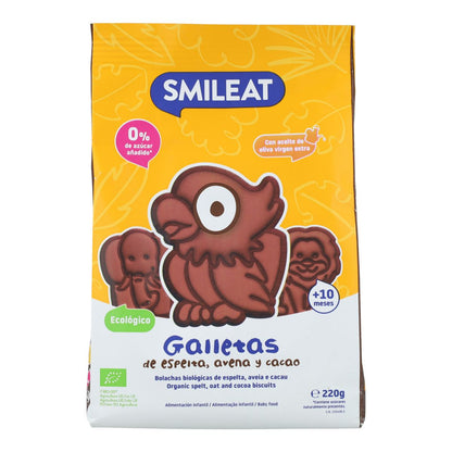 Spelt-, havre- och kakaokakor ECO 220 g Smileat