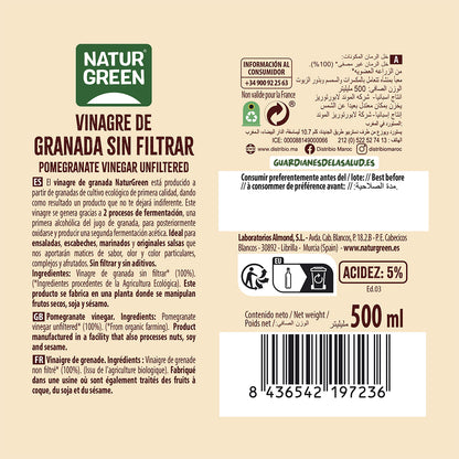 Vinaigre de grenade bio non filtré NaturGreen 500 ml