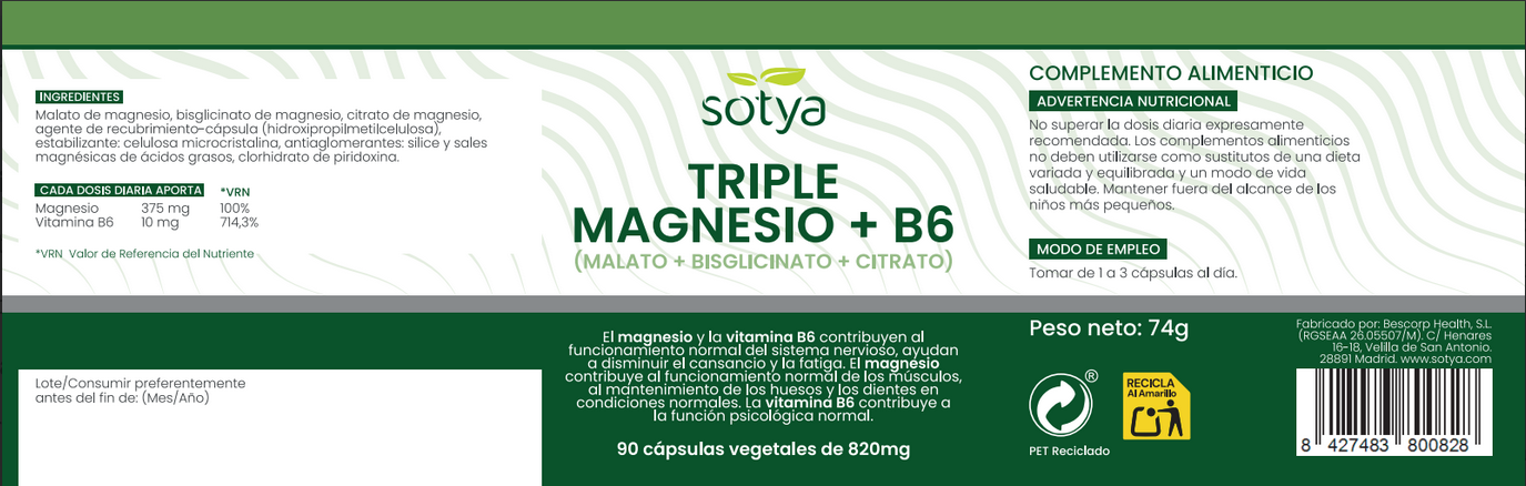 Potrójny magnez Sotya 90 kapsułek