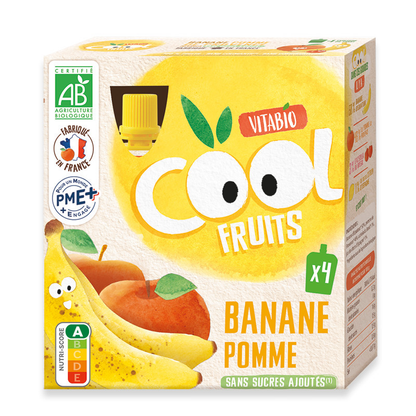 Pouch Appel en Banaan Cool Fruits Vitabio 4 X 90 g