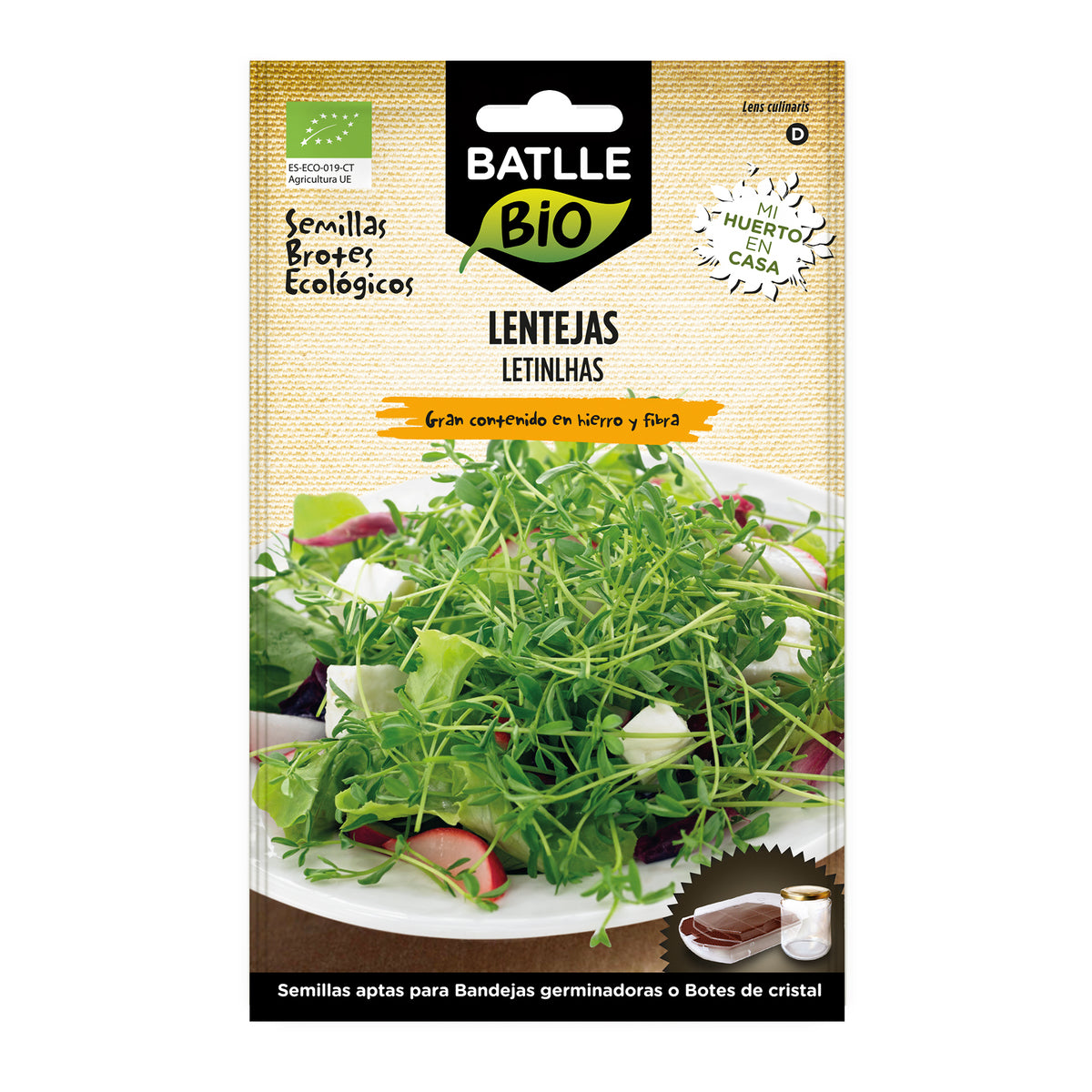 Ekologiska linsfrön för groddar Batlle