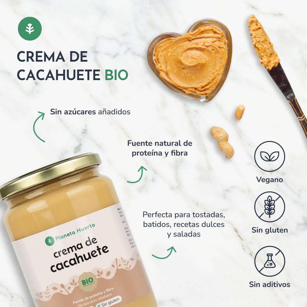 Pack 6x Crema de Cacahuetes ECO Planeta Huerto 700g