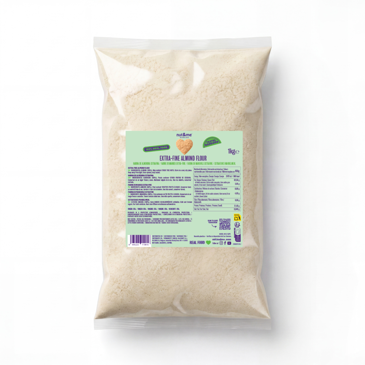 Real Fooding extrafin mandelmjöl (speciellt för bakning) Nut&me 1 kg