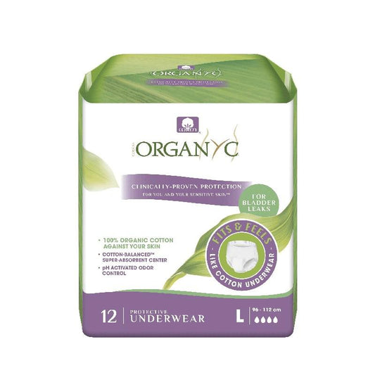 Couches pour incontinence en coton biologique taille L (95-120 cm) Organyc 12 unités