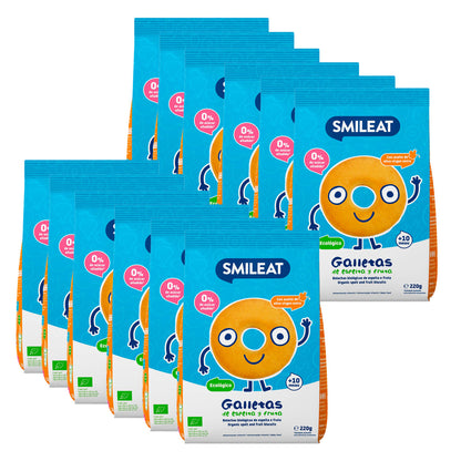 12er-Packung Bio-Dinkelkekse für Kinder mit Apfel von Smileat, 220 g
