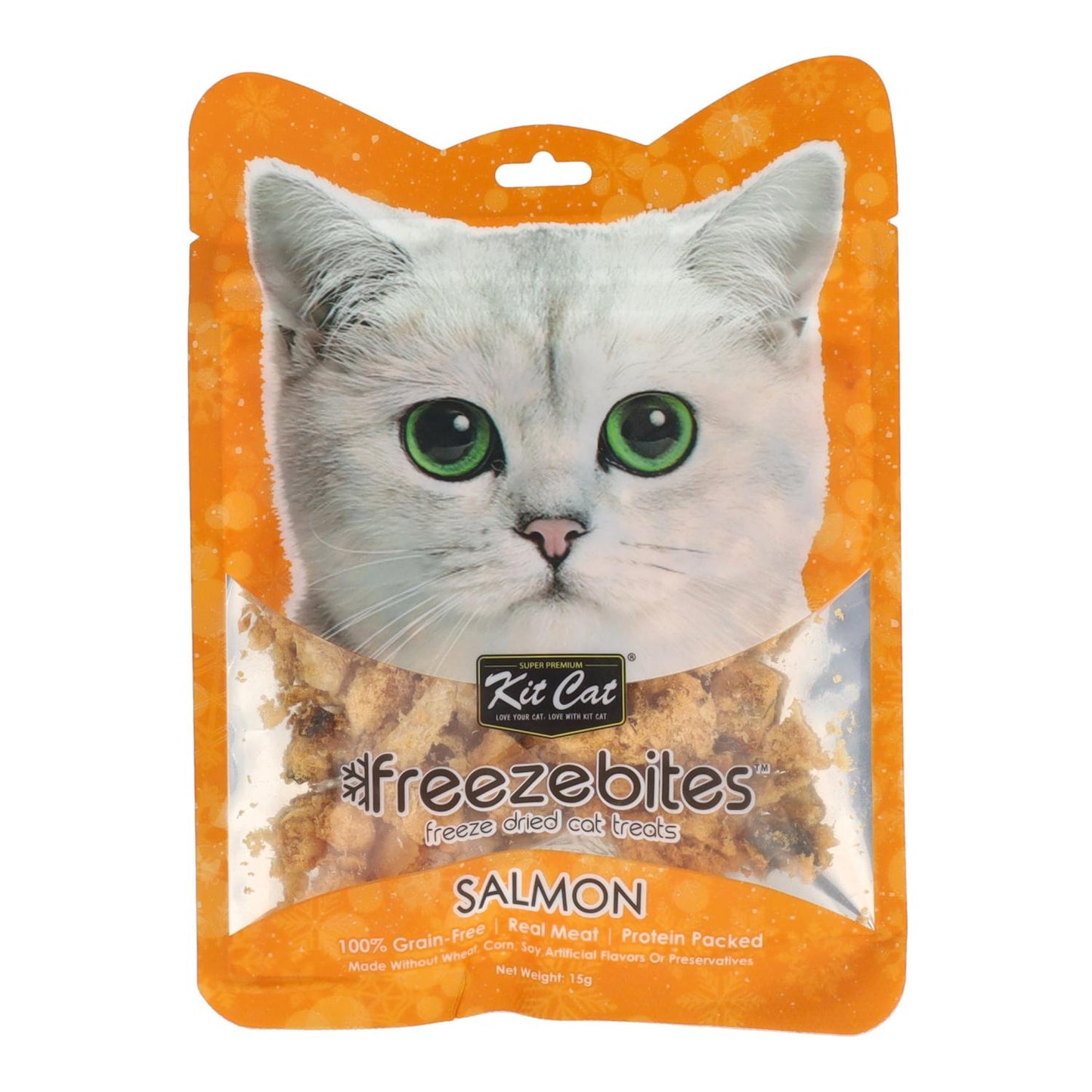 Kit Cat FreezeBites – Lachs 15 g Natürlicher gefriergetrockneter Snack für Katzen