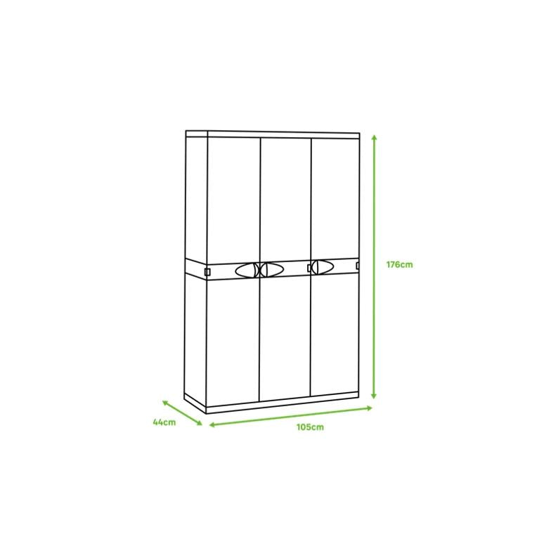 3-türiger Schrank mit Besenhalter 105 cm Titanium Plastiken Beige (überholt)