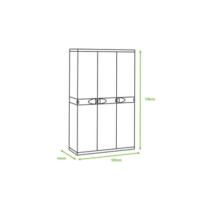 3-türiger Schrank mit Besenhalter 105 cm Titanium Plastiken Beige (überholt)