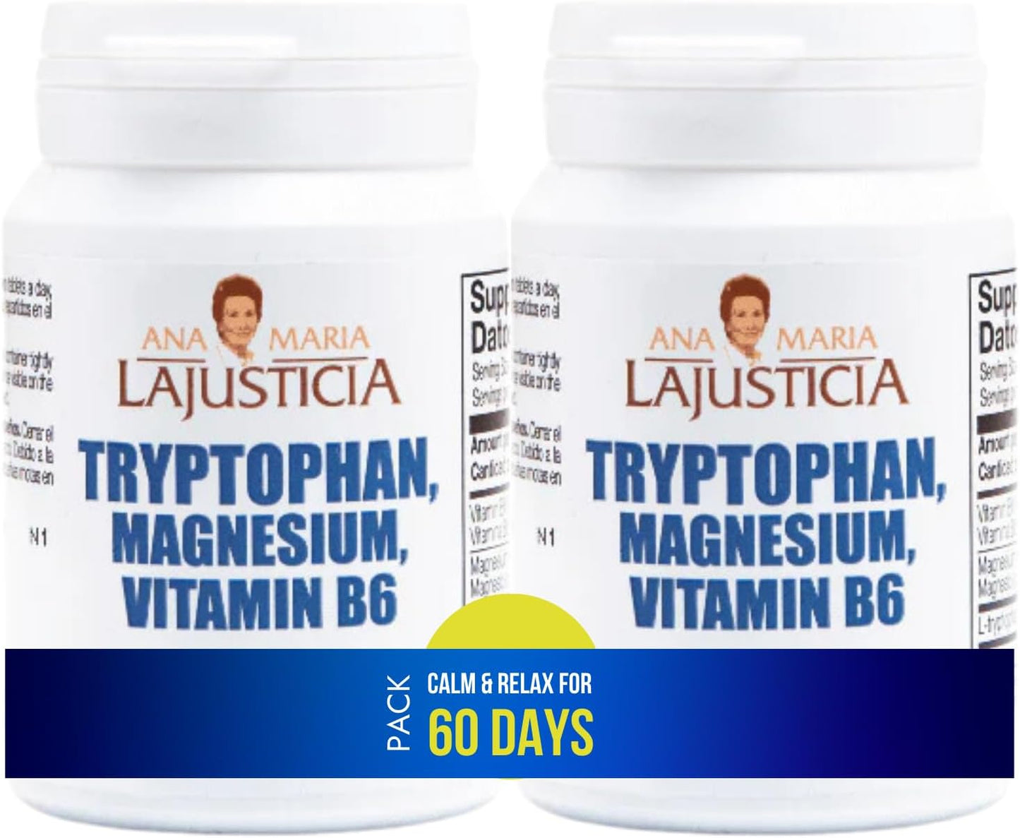 Pack 2xTryptophane avec magnésium et vitamine B6 Ana María LaJusticia, 2 boîtes de 60 comprimés