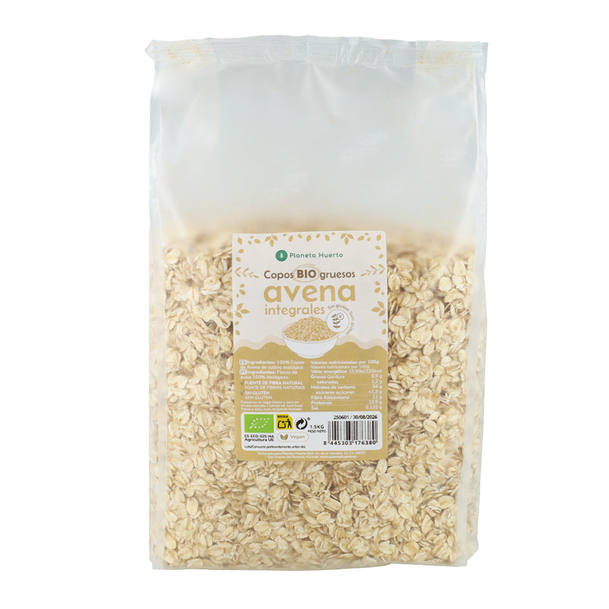 Coarse Oat Flakes Gluten Free ECO Planeta Huerto 1,5 Kg
