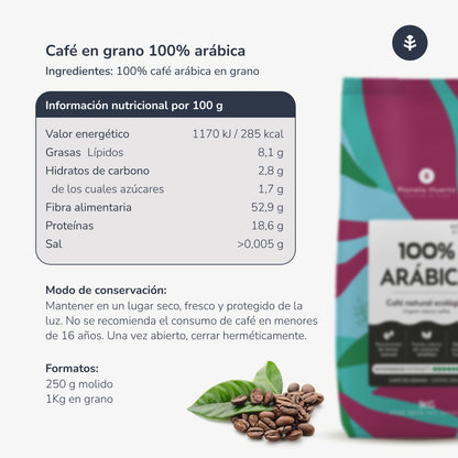 Pack of 4 x Planeta Huerto 100% Arabica Organic Ground Coffee, 250 g