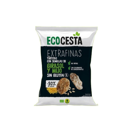 Ekstra cienkie placki z brązowego ryżu z słonecznikiem i proso bezglutenowe Ecocesta BIO 60 g