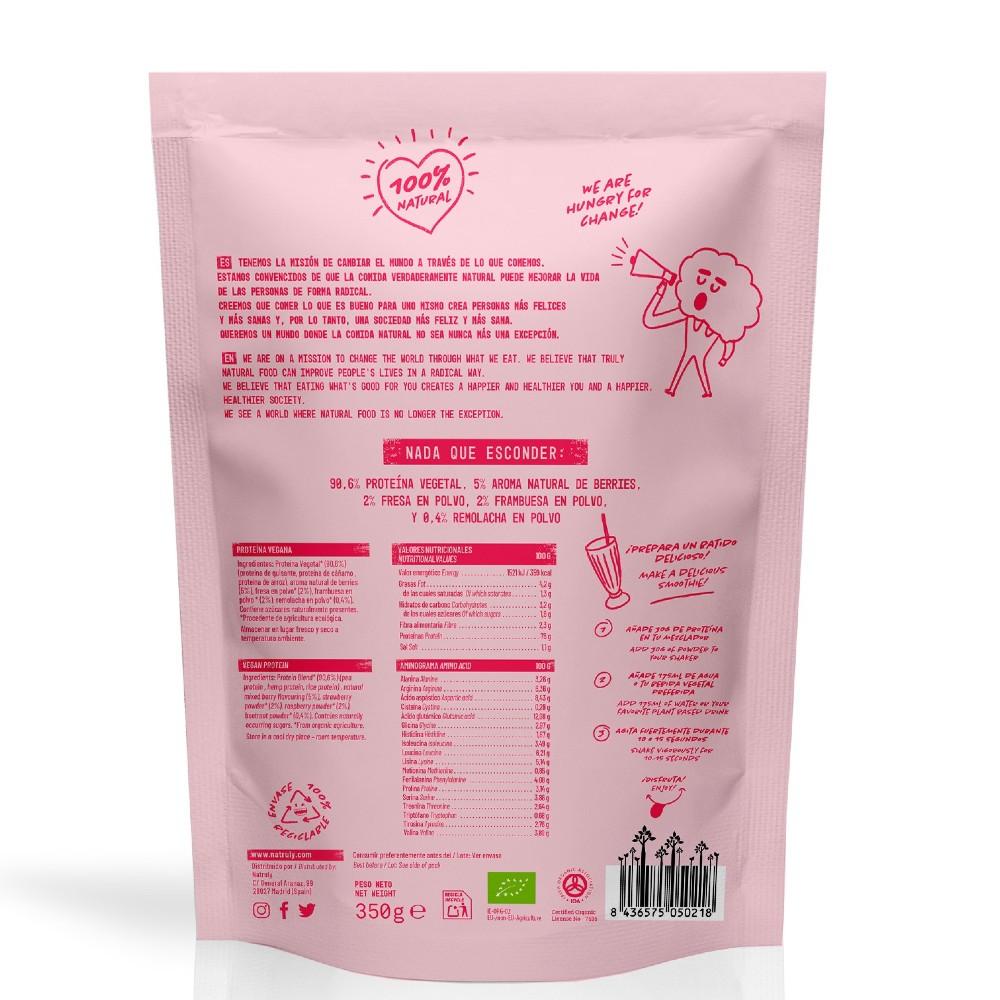 Natruly Vegansk protein med hallon- och jordgubbssmak, 350 g