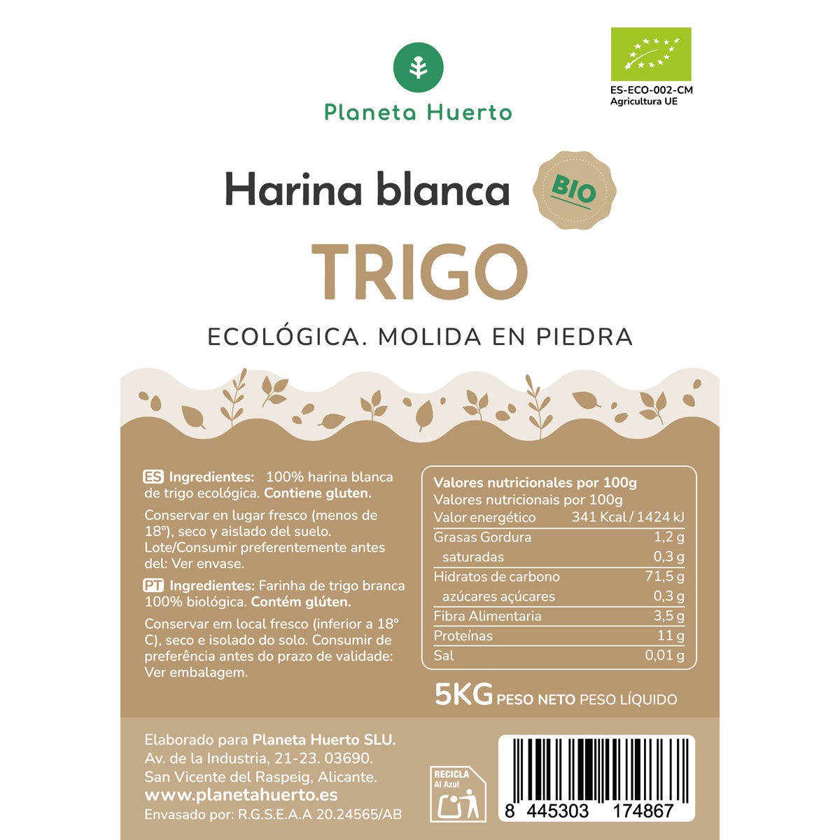 Farine de Blé Blanc Eco Planet Garden 5 Kg