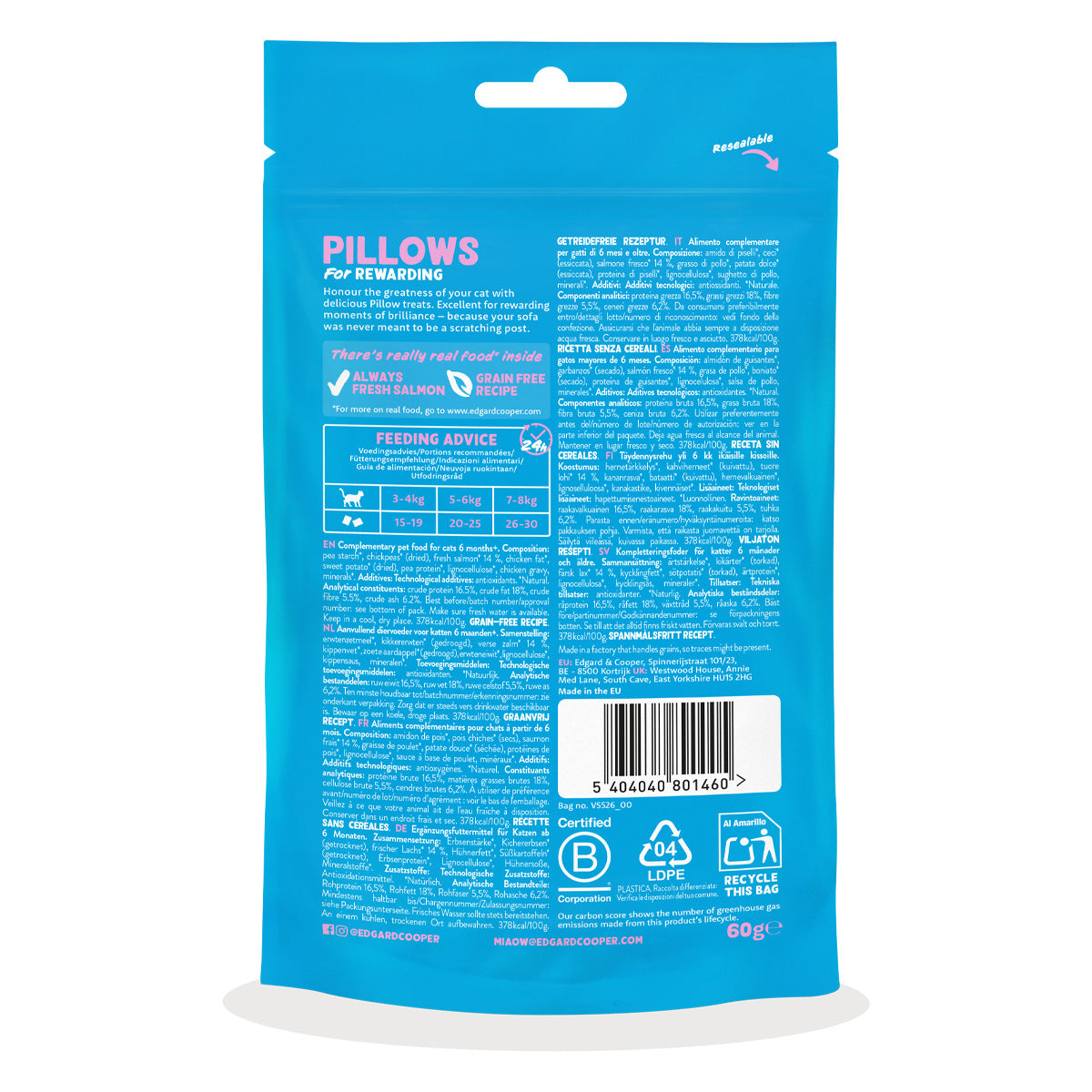 Bouchées au saumon Friandises naturelles pour chats Edgard Cooper 60 g