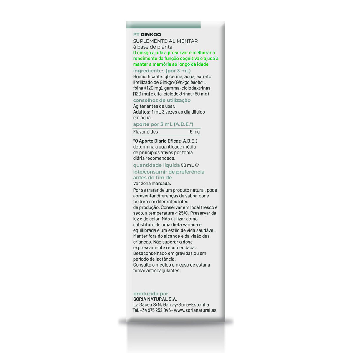 Pack 3x Extrait de Ginkgo Biloba Soria Natural, 50 ml