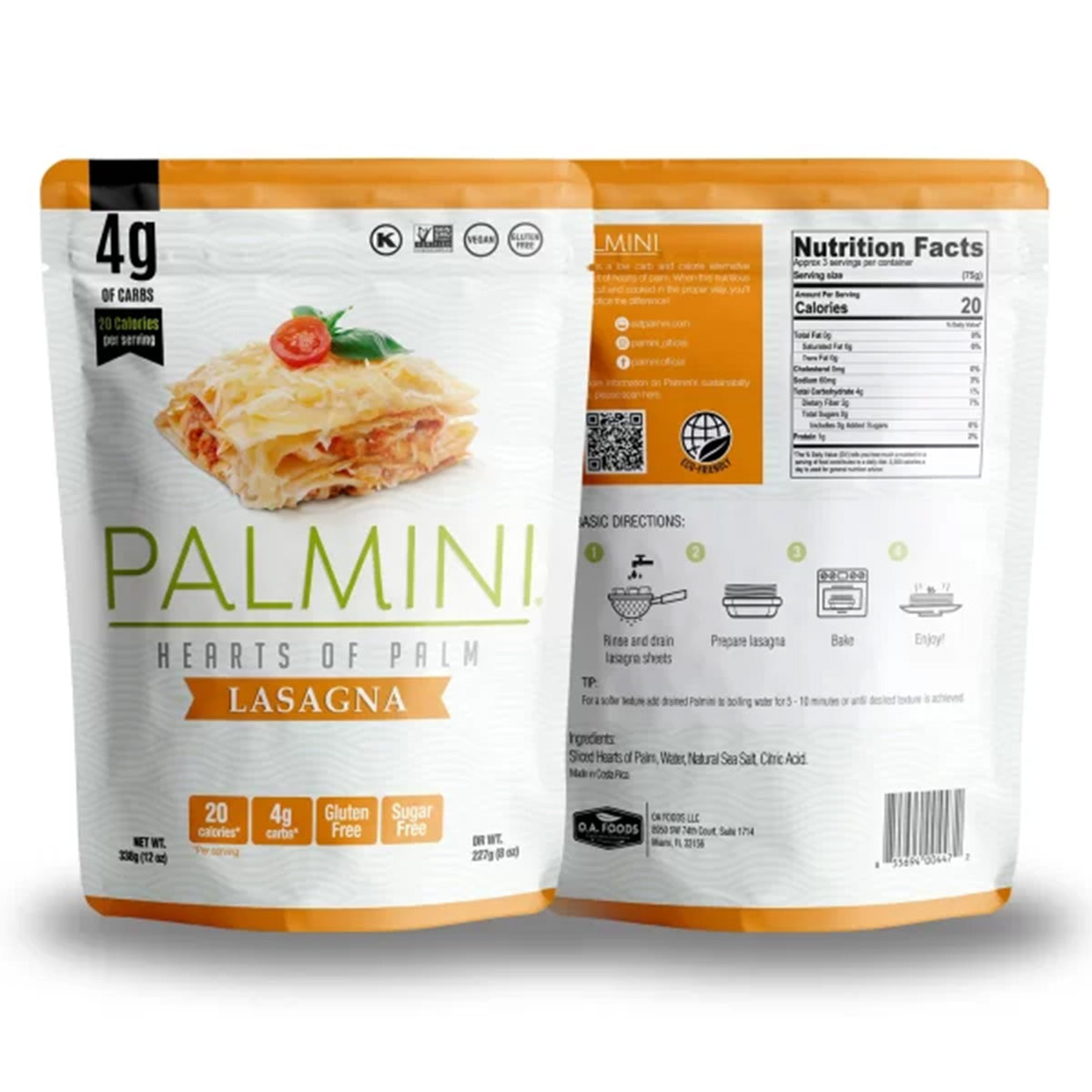 Pâtes Lasagna au cœur de palmier Palmini 338 g