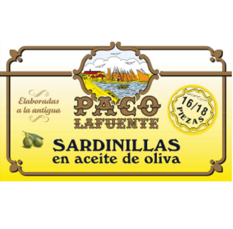 Sardines à l'huile d'olive, 16 à 18 pièces, boîte de 85 g, Paco Lafuente