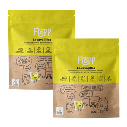 Pack of 2 x ECO Flopp Gel Dishwasher Tablets 16 caps