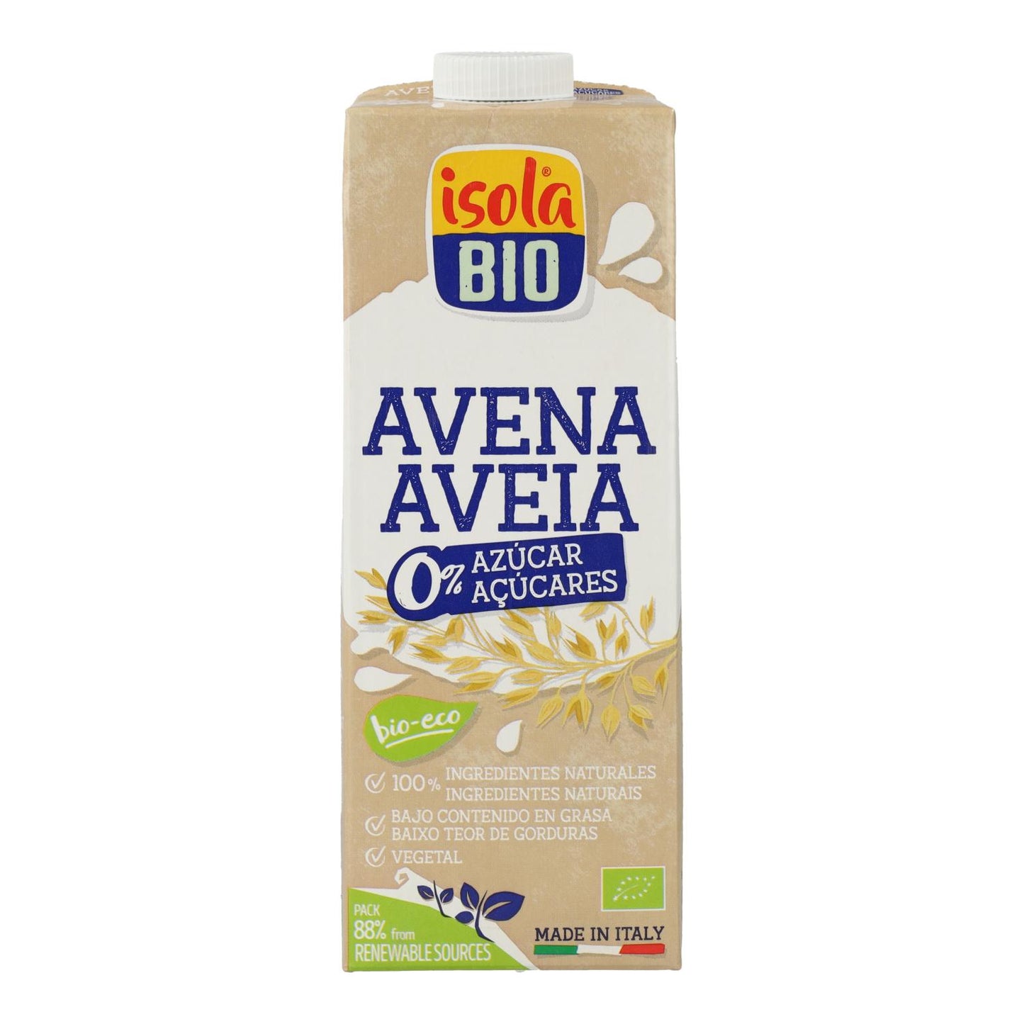 Organic Oat Drink 0% Sugar, 1L. Isola Bio
