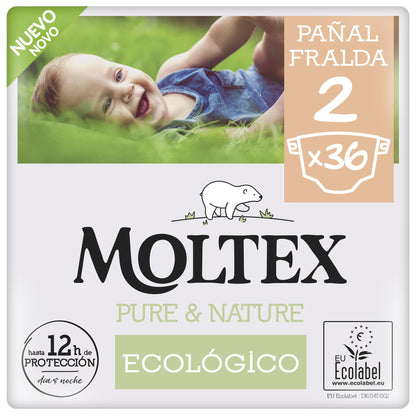 Pannolini  T2 (3-6 kg) Moltex Pure & Nature, 36 pezzi