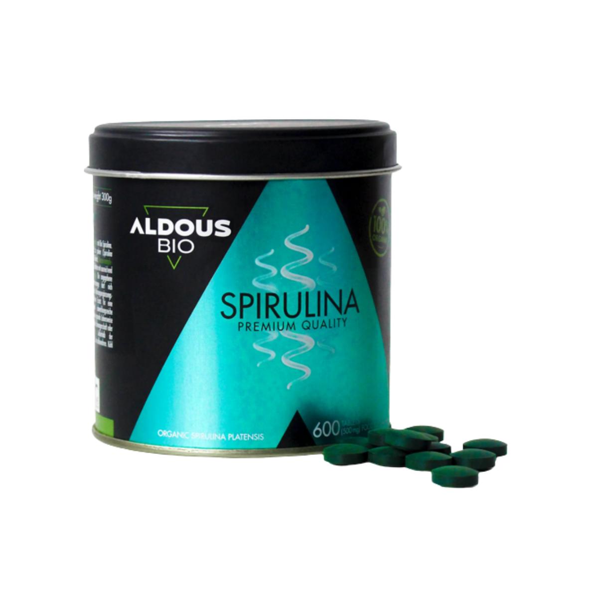 Biologische spirulina Premium, 600 tabletten Aldous Bio