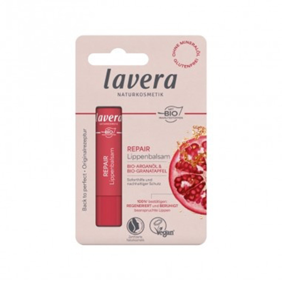 Bálsamo labial reparador aceite de argan & granada bio Lavera 4,5 g
