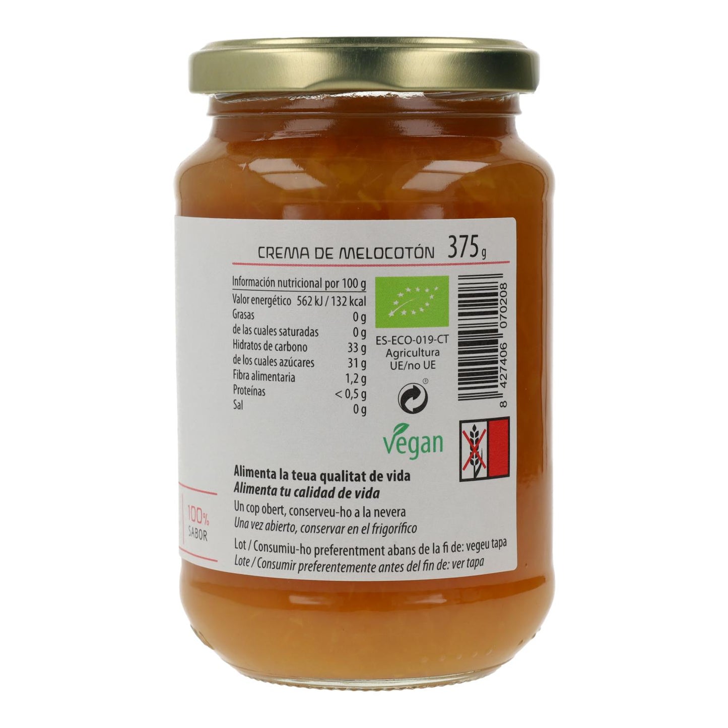 Ekologisk persikokonfekt Cal Valls, 375 g