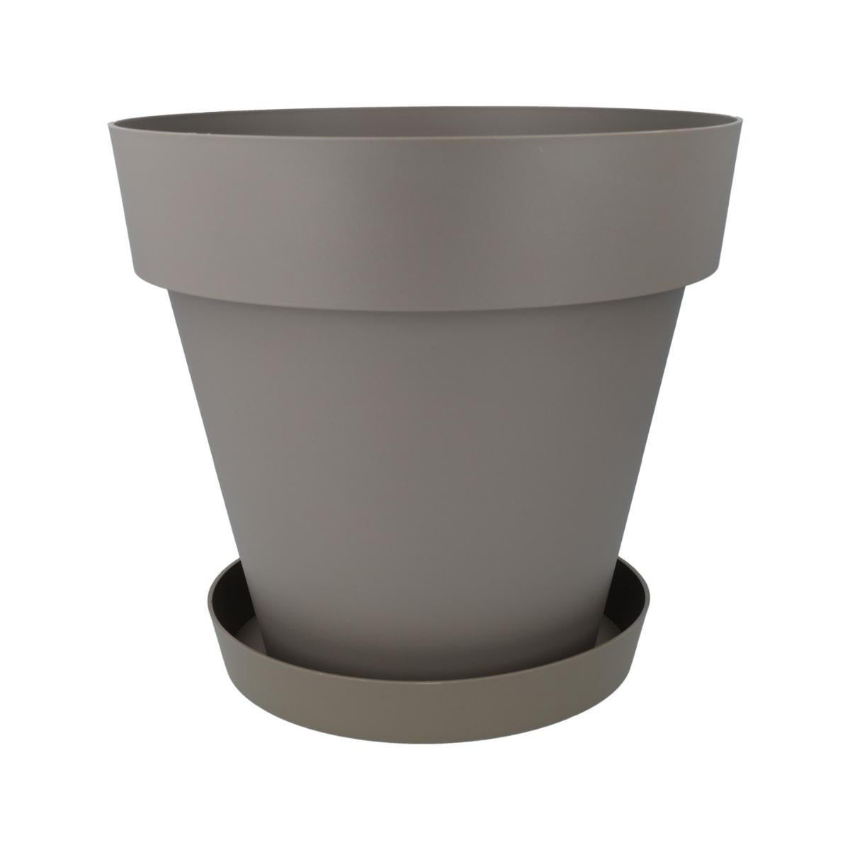 Lot de pots de fleurs avec soucoupes couleur taupe Tes 26 x 24 cm