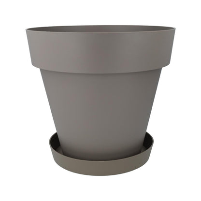 Lot de pots de fleurs avec soucoupes couleur taupe Tes 26 x 24 cm