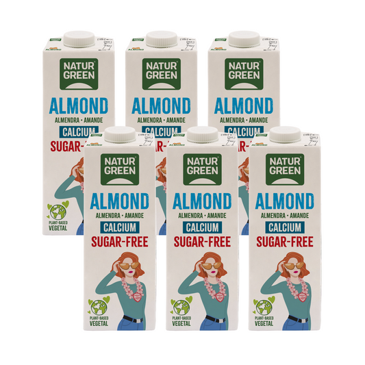 Lot de 6 bouteilles de 1 litre de boisson aux amandes sans sucre NaturGreen enrichie en calcium
