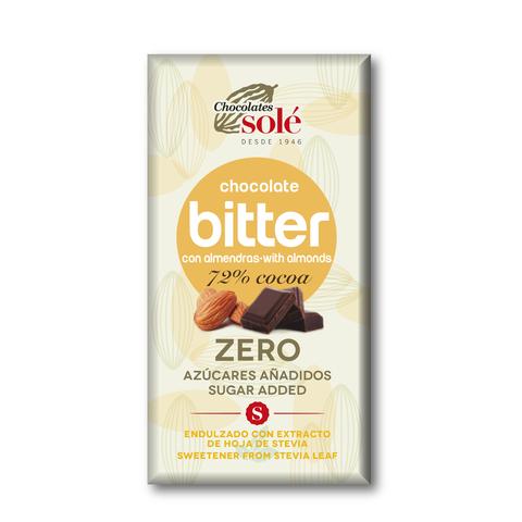 Comprimé de chocolat noir Solé 72 % avec stévia et amandes