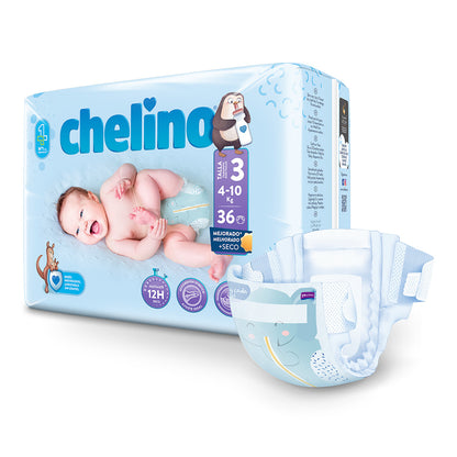 6er-Pack Windeln T3 liegend (4-10 kg) 36 Stück, Chelino